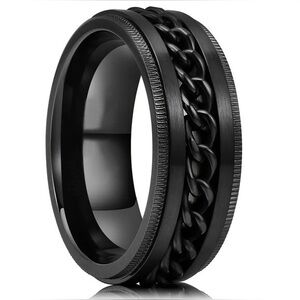 Men's Classic Black Stainless Steel Ring size 8